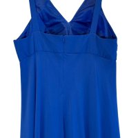 Vestido azul decote plissado